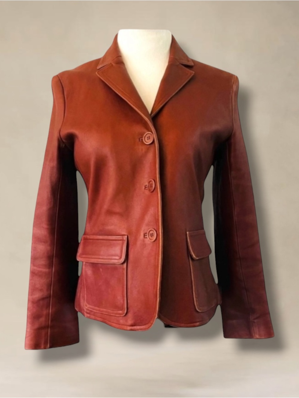VTG THEORY COGNAC LEATHER JACKET MITCHELLS WESTPORT Size 12